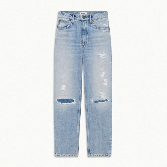 Sandro Guylain Distressed Boyfriend Rigid Denim High Waist Ankle Jean 10 - Picture 16 of 16